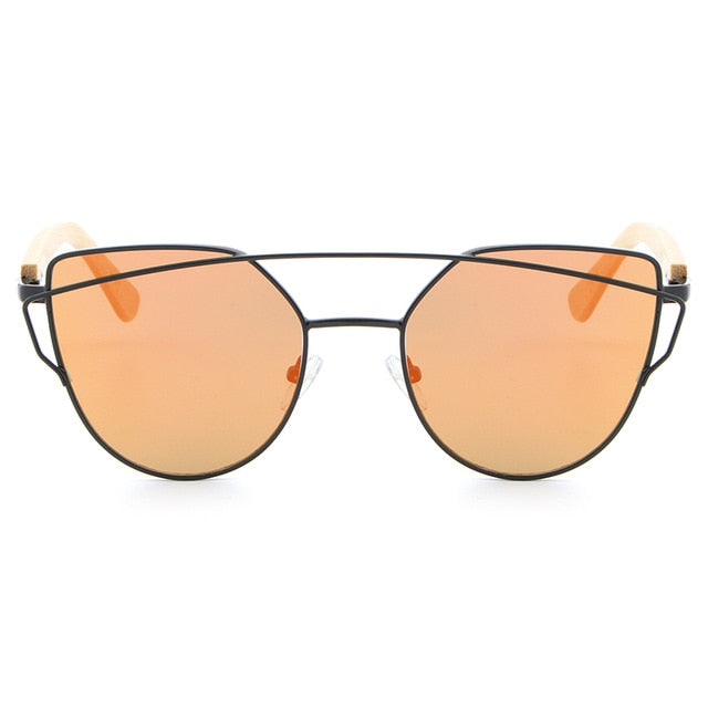 HDCRAFTER Cat Eye sunglasses women wood Bamboo ladies Sunglasses Fashion Mirror Sun glasses for Women Brand Designer female