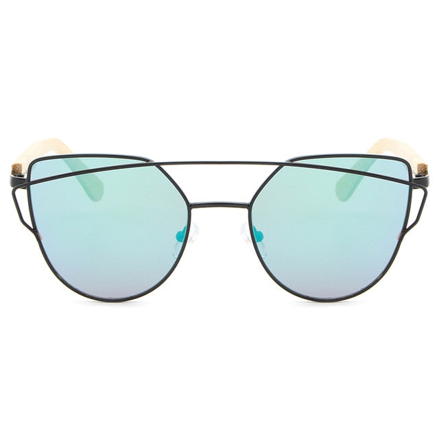 HDCRAFTER Cat Eye sunglasses women wood Bamboo ladies Sunglasses Fashion Mirror Sun glasses for Women Brand Designer female