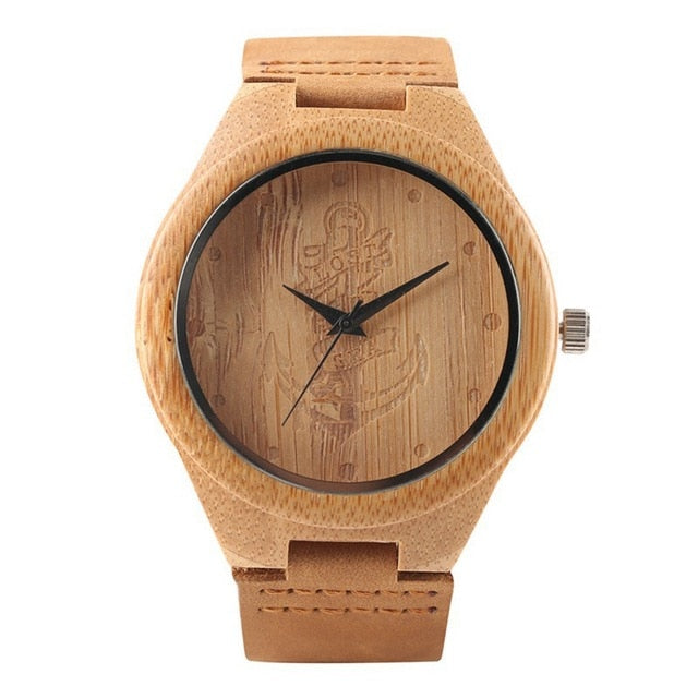 Retro Wooden Watches Quartz Watch Men Original Bamboo Clock Male Fashion Soft Genuine Leather Reloj de madera Top Luxury Gifts