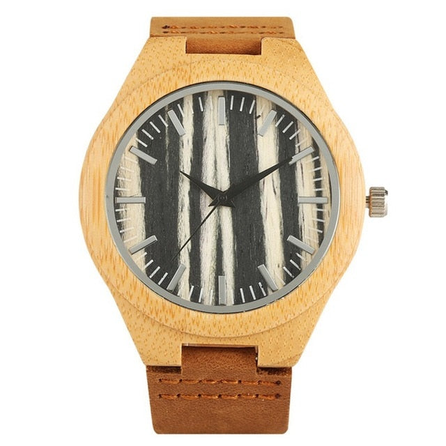 Retro Wooden Watches Quartz Watch Men Original Bamboo Clock Male Fashion Soft Genuine Leather Reloj de madera Top Luxury Gifts