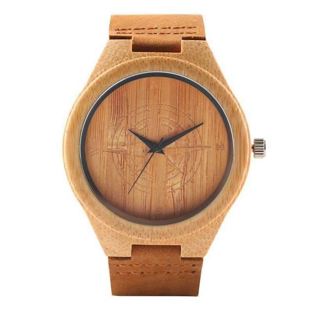 Creative Rectangle Dial Wood Watch Natural Handmade Light Bamboo Fashion Men Women Casual Quartz Wristwatch Genuine Leather Gift