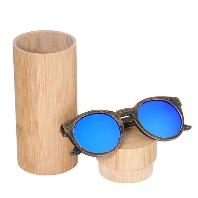 BerWer round Frame Bamboo Sunglass 2018 Fashion Wooden Sunglasses Men Women Sun Glasses