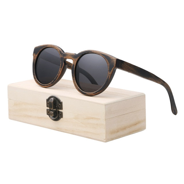 BerWer round Frame Bamboo Sunglass 2018 Fashion Wooden Sunglasses Men Women Sun Glasses