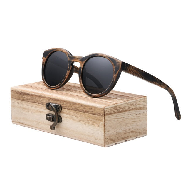 BerWer round Frame Bamboo Sunglass 2018 Fashion Wooden Sunglasses Men Women Sun Glasses