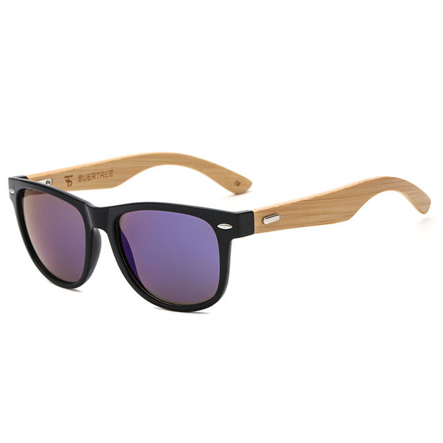 SUERTREE 2018 New Bamboo Sunglasses Women Men Vintage Sunglass Retro Sun Glasses Fashion Wood Shades Rivet UV Protect JH8001