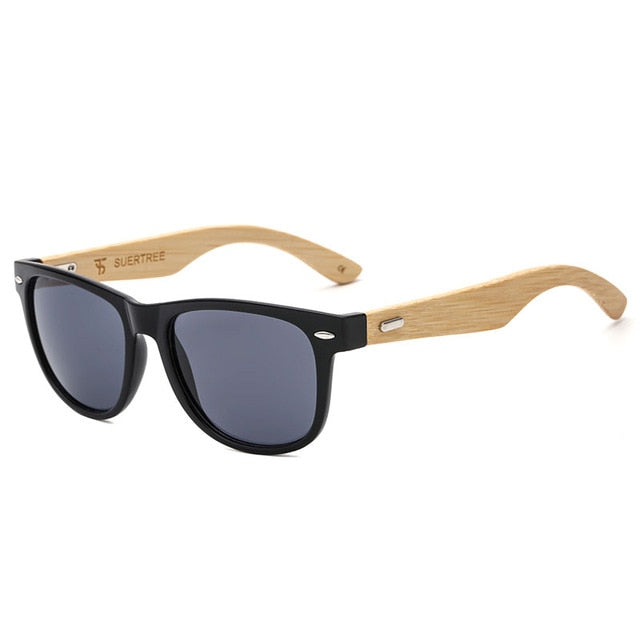 SUERTREE 2018 New Bamboo Sunglasses Women Men Vintage Sunglass Retro Sun Glasses Fashion Wood Shades Rivet UV Protect JH8001