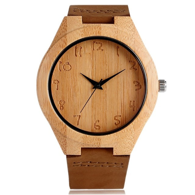 Wooden Watch Men Bamboo Novel Modern Fashion Sport Women Clock Nature Wood Quartz Wristwatches Genuine Leather Band Strap