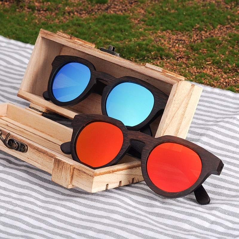 BOBO BIRD Women Sunglasses Men Sun Glasses Black Cat Eye Wood UV Polarized Coating Bamboo Wooden Fashionable Eyewear in Box
