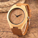 Bamboo Watch Mens Handmade Wooden Wristwatch Quartz Genuine Leather Wood Watch for Men Unique Fashion Wrist Clock Gifts reloj