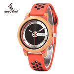 BOBO BIRD Women Watches Bamboo Wood Watch Soft Color Silicone Strap Fashion Sport Wristwatch in Gift Boxes K-R11