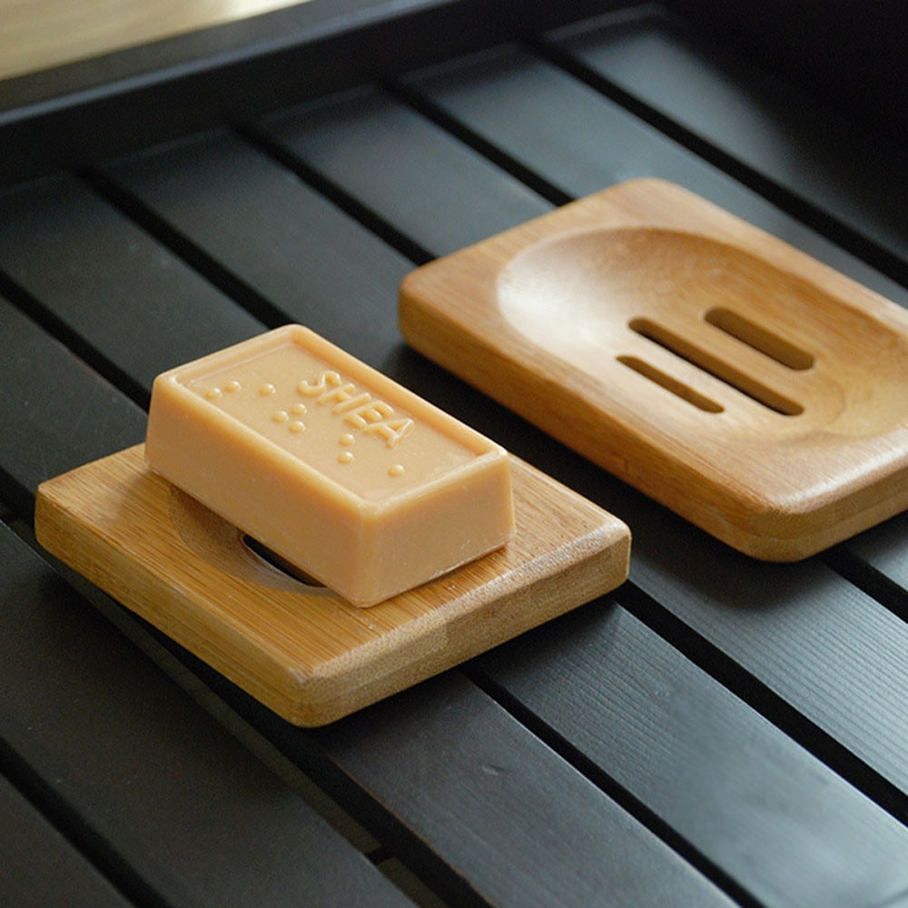Wooden Natural Bamboo Soap Dish New Portable Soap Tray Holder Natural Bamboo Wooden Soaps Dish Box Case Bath Shower Plate