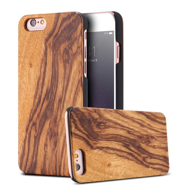 KISSCASE 100% Real Wood Case For iPhone 8 7 6 6S X XS Max XR 5S Genuine Original Bamboo Cover For Samsung S8 S9 Plus S6 S7 Edge
