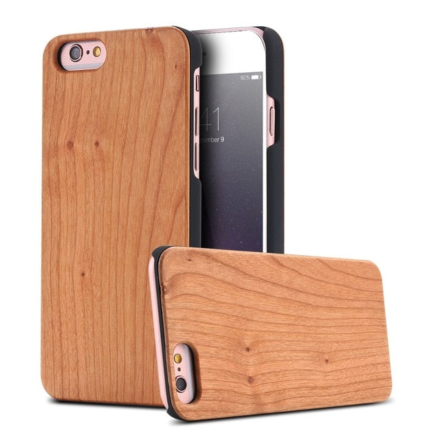KISSCASE 100% Real Wood Case For iPhone 8 7 6 6S X XS Max XR 5S Genuine Original Bamboo Cover For Samsung S8 S9 Plus S6 S7 Edge