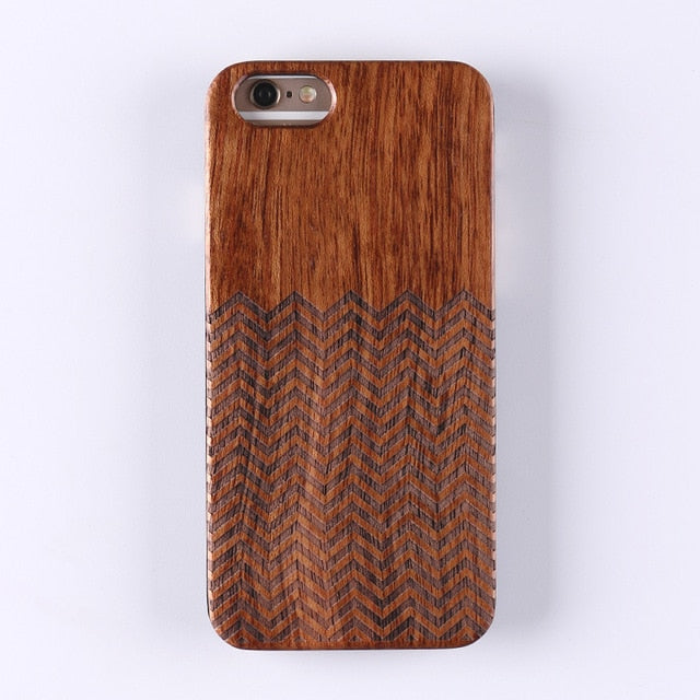 Real Bamboo Stereo Pattern Wood Case For iPhone 7 6Plus 8 8Plus XS Max Case Coque Phone Accessories For SAMSUNG S8 S9 plus