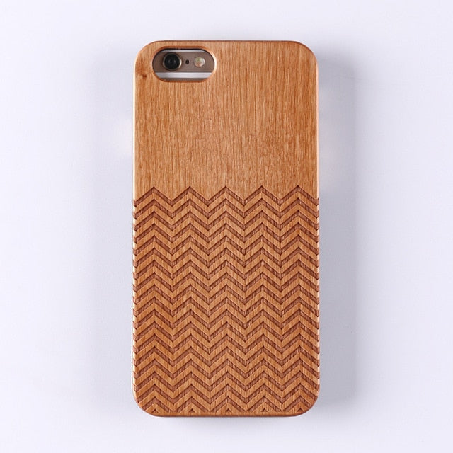 Real Bamboo Stereo Pattern Wood Case For iPhone 7 6Plus 8 8Plus XS Max Case Coque Phone Accessories For SAMSUNG S8 S9 plus