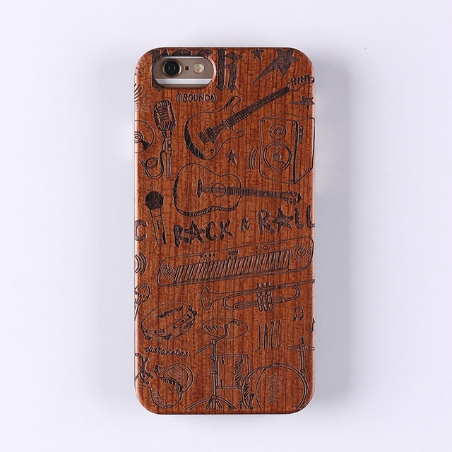 Real Bamboo Stereo Pattern Wood Case For iPhone 7 6Plus 8 8Plus XS Max Case Coque Phone Accessories For SAMSUNG S8 S9 plus