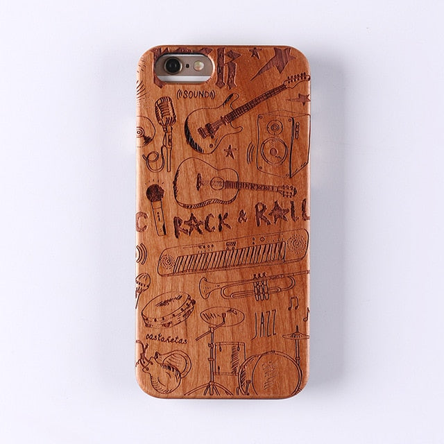 Real Bamboo Stereo Pattern Wood Case For iPhone 7 6Plus 8 8Plus XS Max Case Coque Phone Accessories For SAMSUNG S8 S9 plus