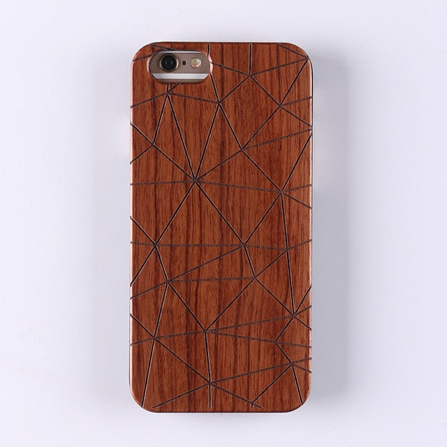 Real Bamboo Stereo Pattern Wood Case For iPhone 7 6Plus 8 8Plus XS Max Case Coque Phone Accessories For SAMSUNG S8 S9 plus
