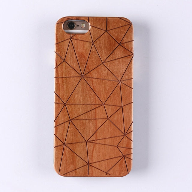 Real Bamboo Stereo Pattern Wood Case For iPhone 7 6Plus 8 8Plus XS Max Case Coque Phone Accessories For SAMSUNG S8 S9 plus