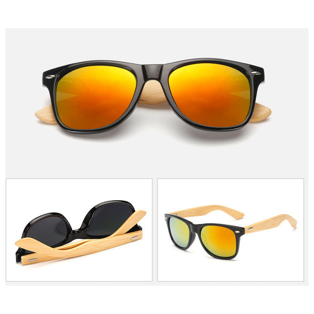 HARKO,Bamboo Sunglasses Men Retro Wood Sunglass Women Design Sport Goggles Gold Mirror Sun Glasses Shades
