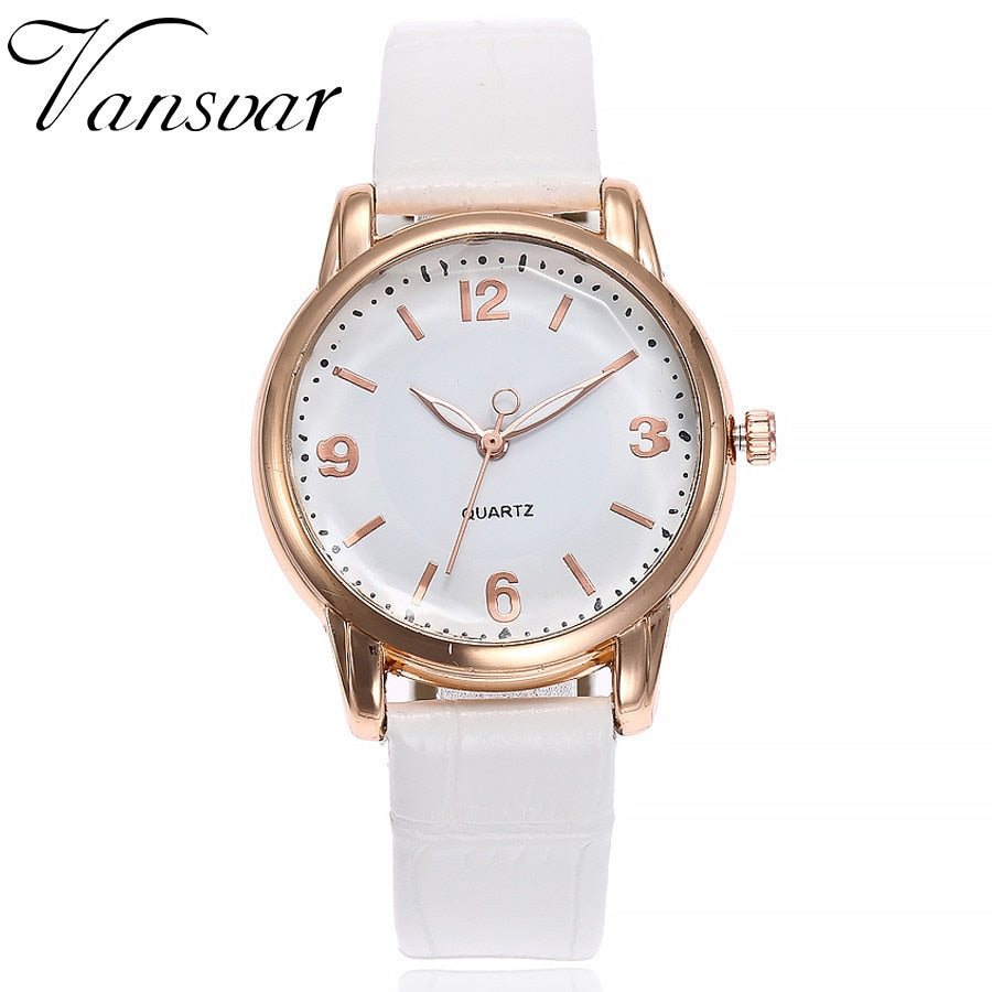 Vansvar Women Bamboo Grain Wristwatches Luxury Fashion Casual Quartz Leather Strap Watches Clock Relogio Feminino #5/22