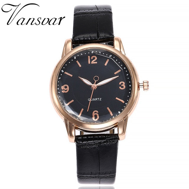 Vansvar Women Bamboo Grain Wristwatches Luxury Fashion Casual Quartz Leather Strap Watches Clock Relogio Feminino #5/22