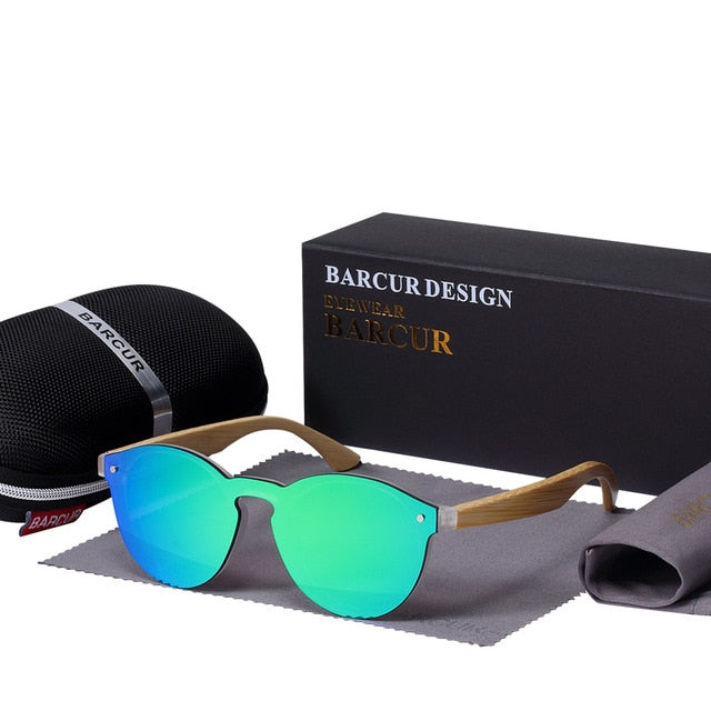 2018 BARCUR Sunglasses Cat Eye Wood Bamboo Sunglasses Women Fashion Mirror Sunglasses Men Brand Designer HD Glasses