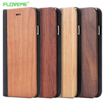 FLOVEME Case For iPhone 6 6S 7 X Plus XS Max XR XS Bamboo Natural Wood Case For iPhone 6 6S Plus 7 8 Plus Flip Leather Wallet