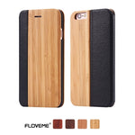 FLOVEME Case For iPhone 6 6S 7 X Plus XS Max XR XS Bamboo Natural Wood Case For iPhone 6 6S Plus 7 8 Plus Flip Leather Wallet