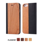 FLOVEME Case For iPhone 6 6S 7 X Plus XS Max XR XS Bamboo Natural Wood Case For iPhone 6 6S Plus 7 8 Plus Flip Leather Wallet