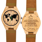Mens UWOOD Luxury Quartz Watch Casual Bamboo Wood Watch World Map Compass Casual Fashion Wood Bamboo Watch