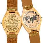 Mens UWOOD Luxury Quartz Watch Casual Bamboo Wood Watch World Map Compass Casual Fashion Wood Bamboo Watch