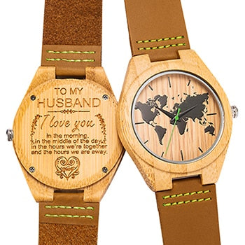 Mens UWOOD Luxury Quartz Watch Casual Bamboo Wood Watch World Map Compass Casual Fashion Wood Bamboo Watch