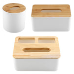 Removable Bamboo Wood Cover Plastic Tissue Box Holder Storage Organizer Fashion Tissue Holder Case for Home Decoration