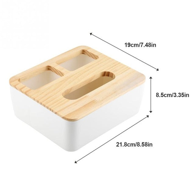 Removable Bamboo Wood Cover Plastic Tissue Box Holder Storage Organizer Fashion Tissue Holder Case for Home Decoration