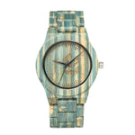 1 Pcs Women Lady Wrist Quartz Watch Wooden Bamboo Strap Round Bamboo Dial Colorful Fashion Gift LL@17
