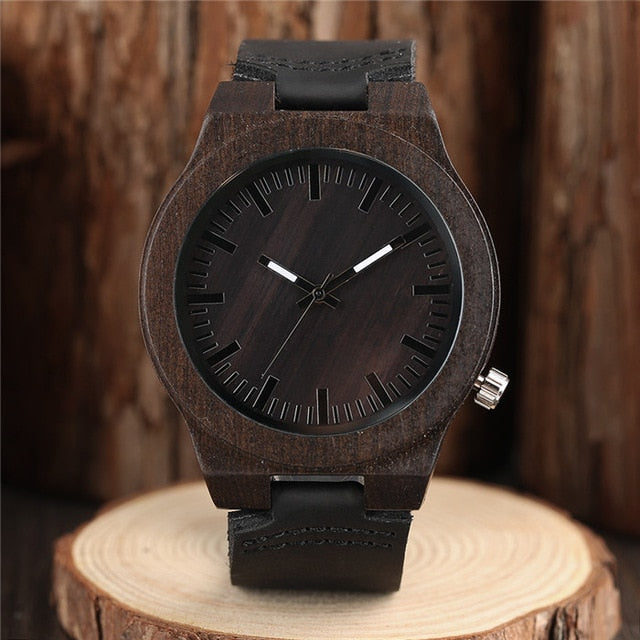 Nature Wooden Watch 2018 Minimalist Clock Bamboo Genuine Leather Fashion Men Women Creative Cool Male Female Gift Free Shipping