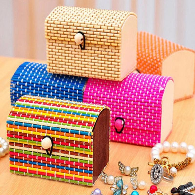 Fashion jewelry box Ring Earrings Necklace Display Bamboo Wooden Case Jewelry Storage Box