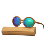 Angcen Fashion Bamboo Sunglasses Women Vintage Design Round Sunglasses Polarized Ladies Luxury glasses with wood bamboo case
