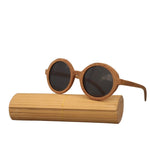Angcen Fashion Bamboo Sunglasses Women Vintage Design Round Sunglasses Polarized Ladies Luxury glasses with wood bamboo case