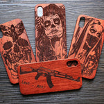 Compass Pirate Anchor Original Bamboo Wood Phone Case For Iphone 7 8 X XS Max 8Plus 5 5S SE 6S Plus Cartoon iphonex Cover Skull
