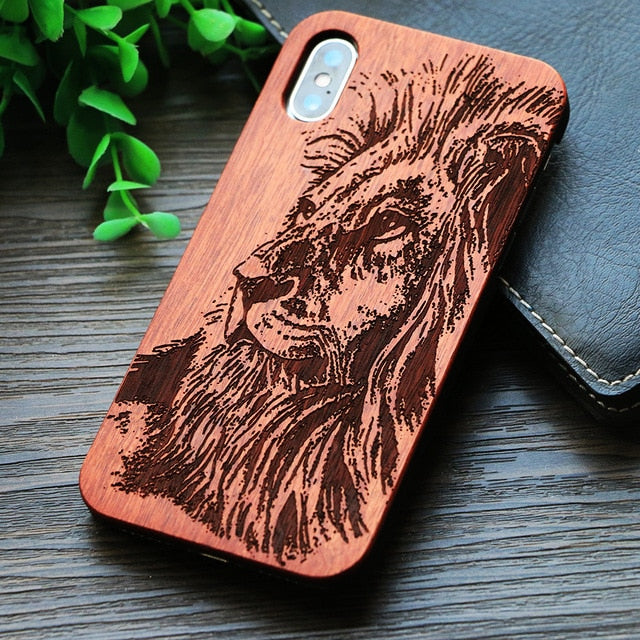 Compass Pirate Anchor Original Bamboo Wood Phone Case For Iphone 7 8 X XS Max 8Plus 5 5S SE 6S Plus Cartoon iphonex Cover Skull