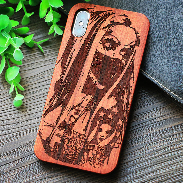 Compass Pirate Anchor Original Bamboo Wood Phone Case For Iphone 7 8 X XS Max 8Plus 5 5S SE 6S Plus Cartoon iphonex Cover Skull