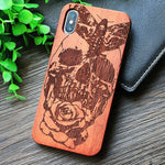 Compass Pirate Anchor Original Bamboo Wood Phone Case For Iphone 7 8 X XS Max 8Plus 5 5S SE 6S Plus Cartoon iphonex Cover Skull