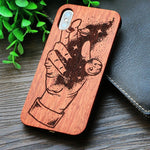 Compass Pirate Anchor Original Bamboo Wood Phone Case For Iphone 7 8 X XS Max 8Plus 5 5S SE 6S Plus Cartoon iphonex Cover Skull