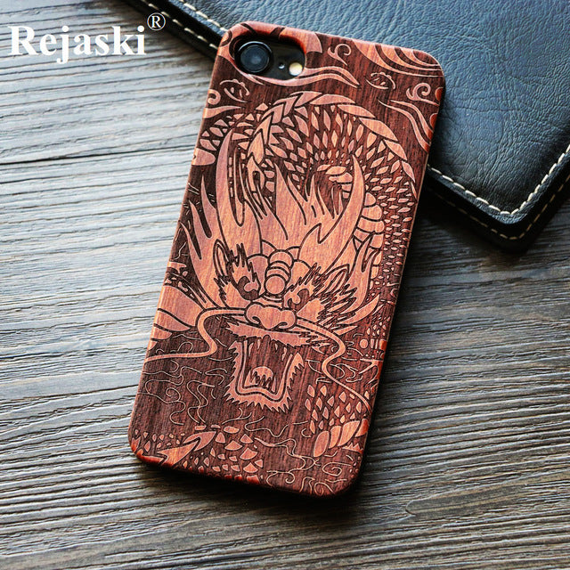 Compass Pirate Anchor Original Bamboo Wood Phone Case For Iphone 7 8 X XS Max 8Plus 5 5S SE 6S Plus Cartoon iphonex Cover Skull