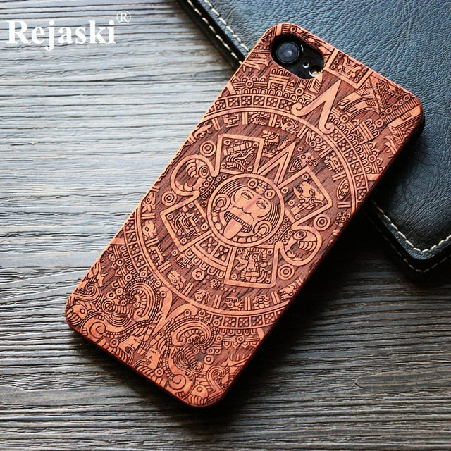 Compass Pirate Anchor Original Bamboo Wood Phone Case For Iphone 7 8 X XS Max 8Plus 5 5S SE 6S Plus Cartoon iphonex Cover Skull