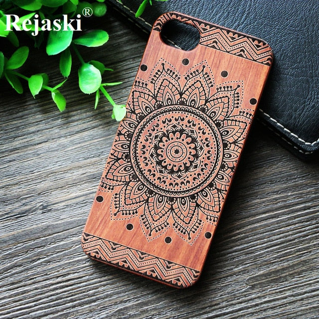 Compass Pirate Anchor Original Bamboo Wood Phone Case For Iphone 7 8 X XS Max 8Plus 5 5S SE 6S Plus Cartoon iphonex Cover Skull