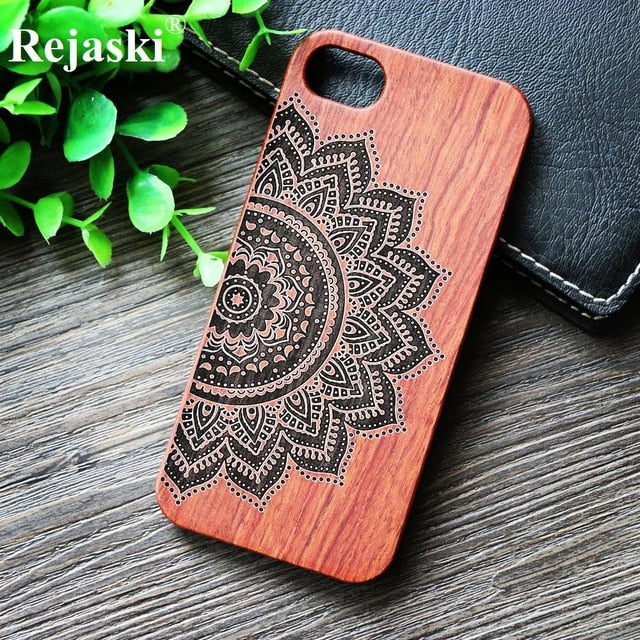 Compass Pirate Anchor Original Bamboo Wood Phone Case For Iphone 7 8 X XS Max 8Plus 5 5S SE 6S Plus Cartoon iphonex Cover Skull