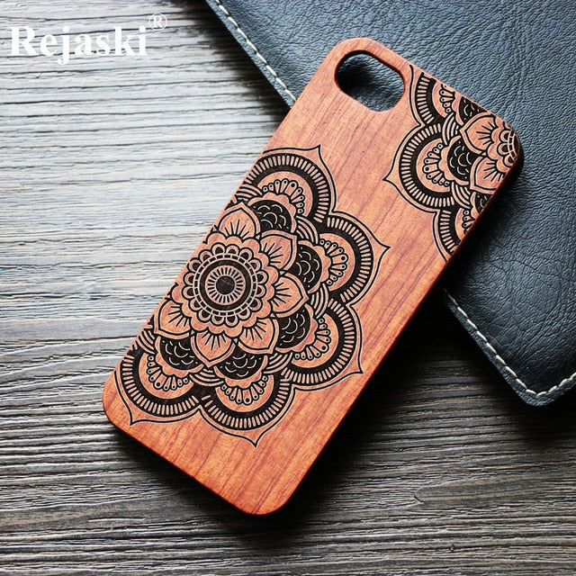 Compass Pirate Anchor Original Bamboo Wood Phone Case For Iphone 7 8 X XS Max 8Plus 5 5S SE 6S Plus Cartoon iphonex Cover Skull
